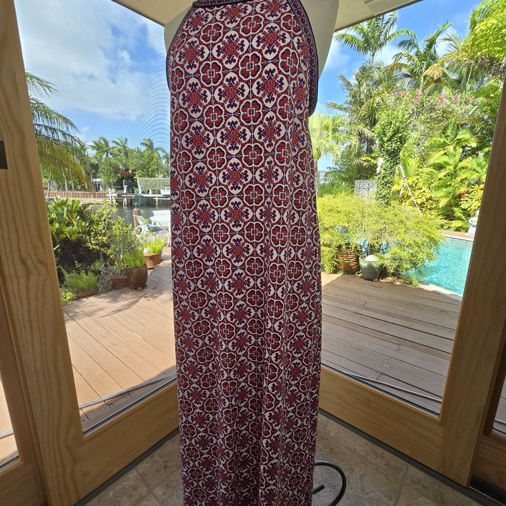 Max Studio Red and White Patterned Maxi Dress